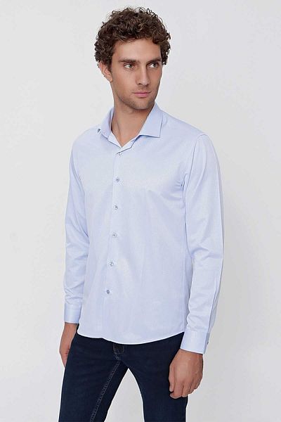 Morven Cămașă slim fit cu model A. Blue Jacquard pentru bărbați