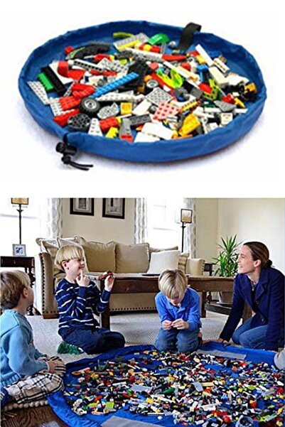 Bundera Çocuk Oyuncak Hurcu Çanta Oyun Halısı Puzzle ve Yapboz Eğitici Oyuncaklar Sepeti Mavi