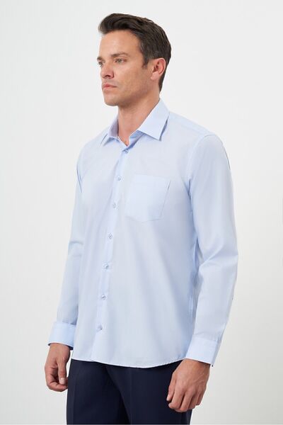 Morven Cămașă pentru bărbați A. BLUE, cu model simplu, cu buzunare, cu guler rigid, cu croiala normală