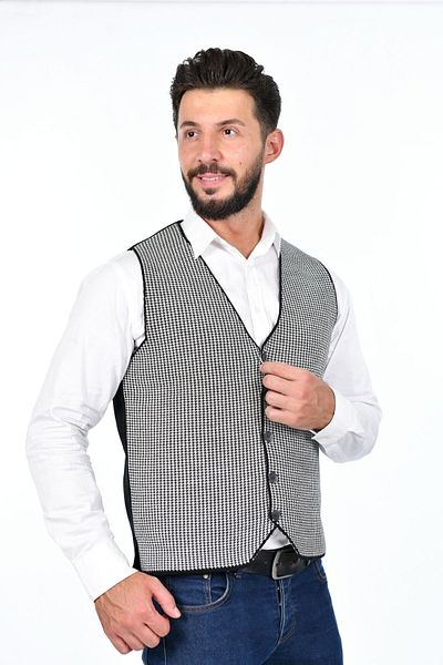 Kamalı Ανδρικό γιλέκο με κουμπιά, κανονική εφαρμογή, κανονικής κοπής, σε σχέδιο καρό, αθλητικό κλασικό, πλεκτό χωρίς μανίκια.