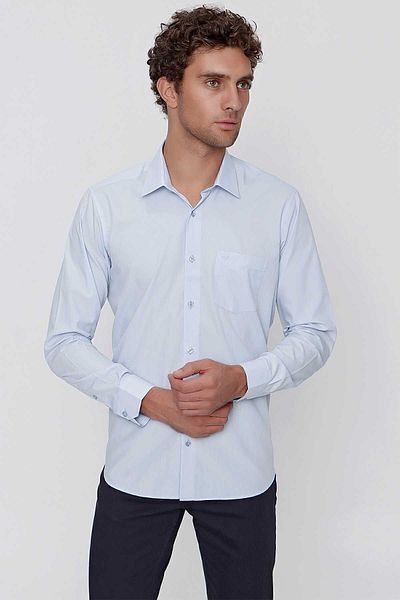 Morven Cămașă pentru bărbați A. Blue Basic Pocket Regular Fit cu croiala largă