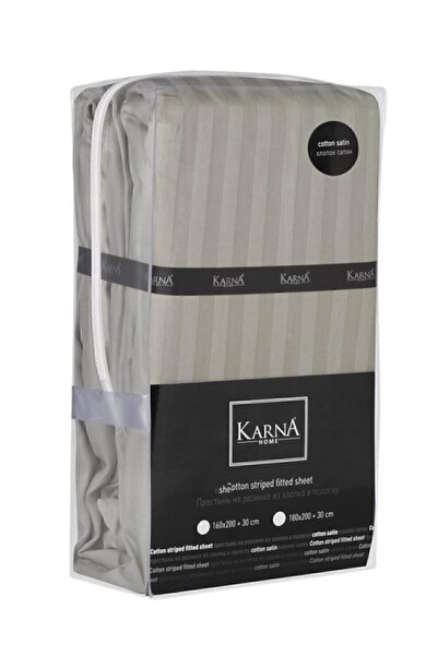 Karna Home Stripe Single Cotton Satin Fitted Sheet 90x200 Cm