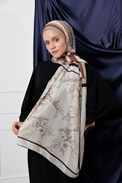 Şaless Σάλι Schaless Trio με σχέδιο από μοριακό ύφασμα - Ανοιχτό καφέ