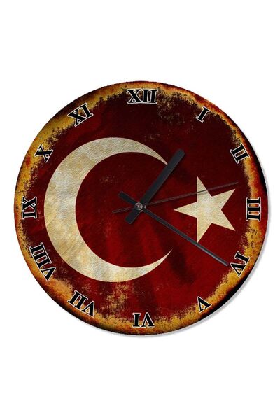 Generic Brand 30 cm Diameter Moon Star Flag Retro Wall Clock