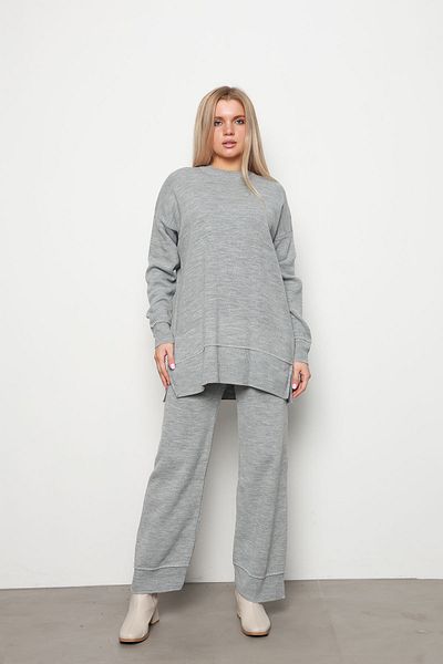 İKLİM LİFE Gray Double Knitwear Set - Collar and Skirt Detail