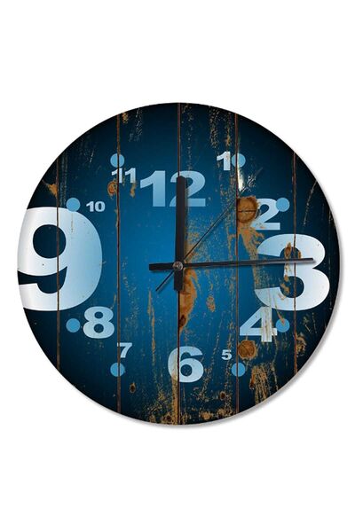 Generic Brand 30 cm Diameter Parliament Blue Wooden Wall Clock