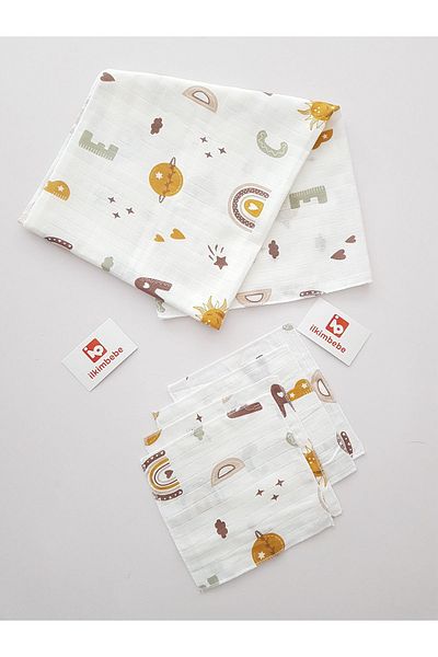 ilkimbebe Muslin Blanket Rainbow Wipes Set