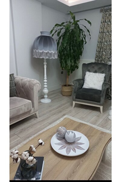 Genel Markalar Ayışığı Abajur Favori Beyaz Ayak Ve Gri Şapka