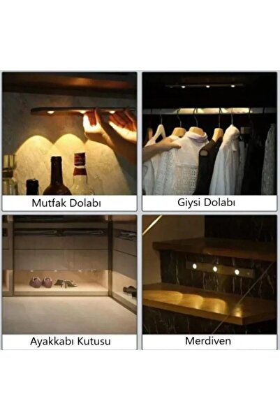 fullreyon 2 Adet 40cm Harekete Duyarlı Sensörlü Usb Şarj Dim Edilebilir Taşınabilir Mutfak Dolap, Gece Lambası