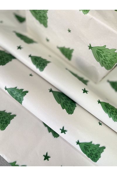 Meyofficial Christmas themed plush packaging paper with pine tree pattern 50*70 cm