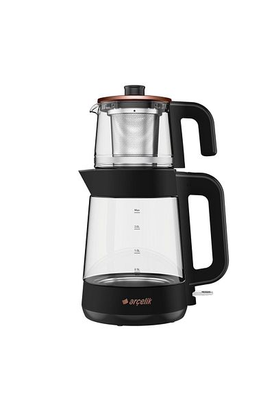 Arçelik Black Resital Tea Machine - 220-240V, cm 6964 S, 1900W, with Glass Teapot, C/F Modern, 50Hz