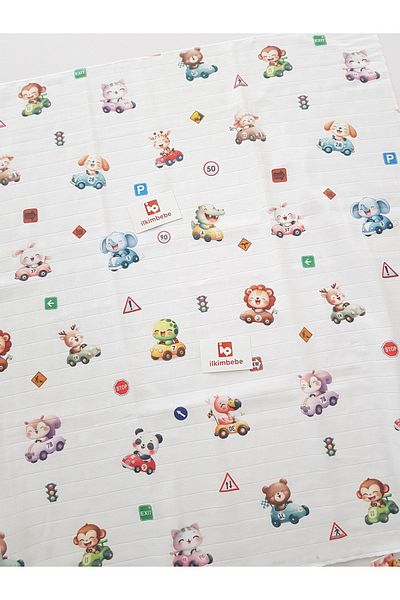ilkimbebe Muslin Blanket - Animals Handkerchief Set with Car