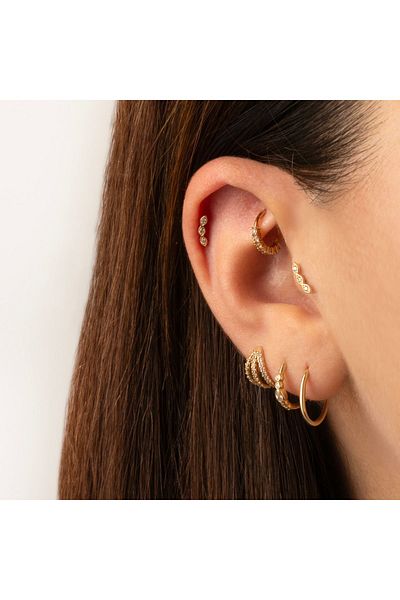 Dianora Piercing 14 Carat Gold Stone Leaf Minimal Helix Cartilage Piercing