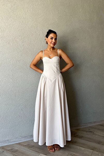 Seda Yalçın Atelier Λευκό φόρεμα Siena με λαβή στήθους