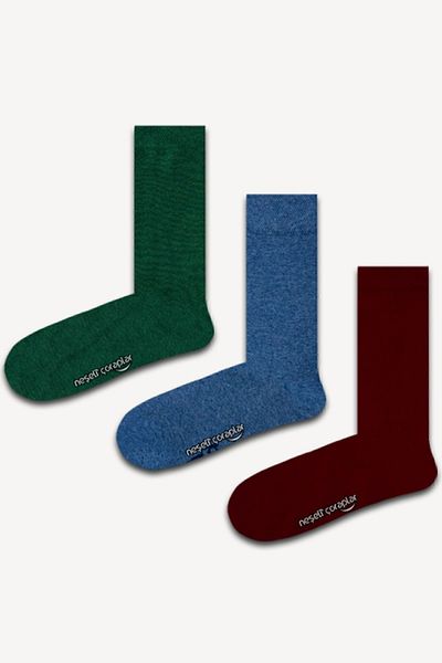 Neşeli Çoraplar Set of 3 Colorful Plain Colored Socks