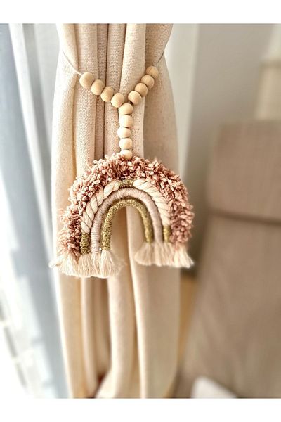 AFRALYAHOME Аксесоар за завеси за бебешка и детска стая с шарки на дъга - Аксесоар за завързване