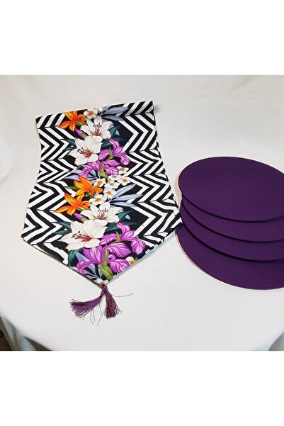 YSHOME IMPRIMARE DIGITALĂ RUNNER CU MOBIL ZAMBAK ȘI SET SUPLA CULOARE MOV 4 PUC.