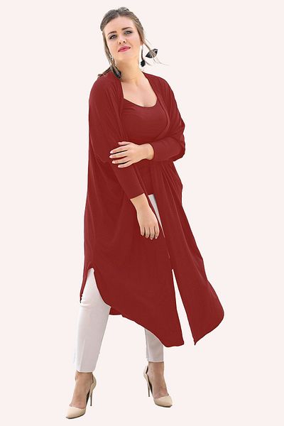 Curvy Trend Casual Cardigan - Side Slit Detail