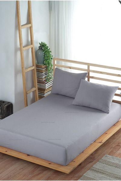 Formeya Adelya Grey Spannbettlaken-Set (MIT KISSENBEZUG) für Einzel- oder Doppelbett