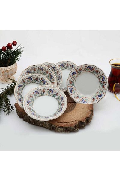 İpek Set of 12 Porcelain Tea Plates