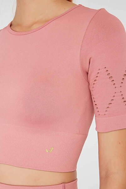 Jerf Naples Kısa Kol Crop Top Econyl Pembe