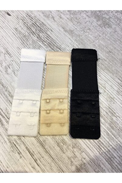 ECEM YILDIZ Kadın Siyah Beyaz Ten Renk 3’lü Lastikli Sütyen Uzatma Kopçası Ag...