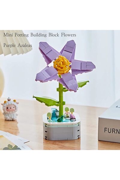 MJ TOYS Çiçek Buketi Hediyelik Mini Bloklar Çiçek Buketi Vazo yapı blokları