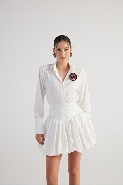 HOLLY LOLLY White Mini Balloon Cut Lexi Skirt - Elastic Waist