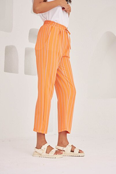 Orfeo Negro KADIN ÇİZGİLİ MEVSİMLİK KUMAŞ PANTOLON