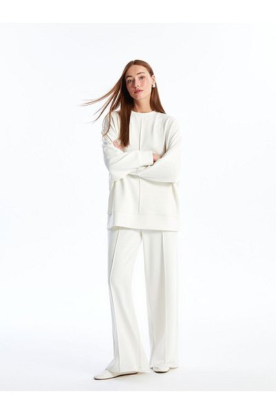Dexia Ecru Molise - Modal Fabric Wide Leg Trousers
