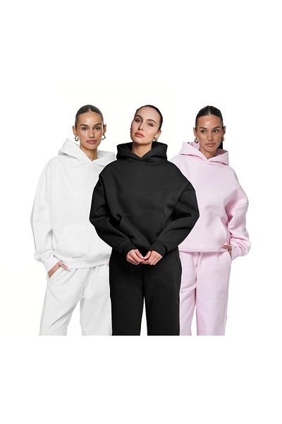 The Champ Clothing 3 пакета Polar Oversize суичър с качулка - черно, бяло, розово