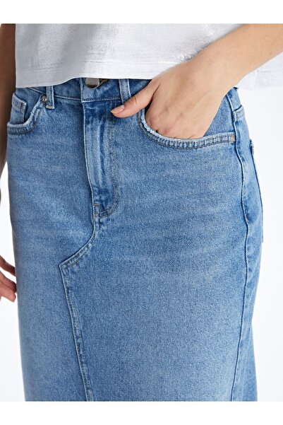 Dexia Lyon - Yırtmaçlı Uzun Denim Etek - EW3103