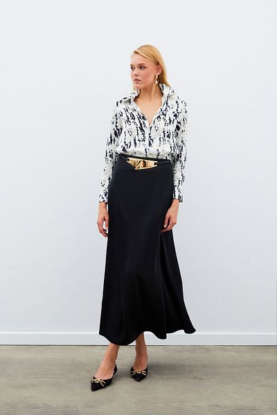 Sateen Cămașă lungă topită - NEGRU