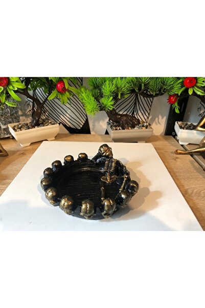 Atak Hediyelik كائن تمثال هيكل عظمي مزخرف من البوليستر - منفضة سجائر