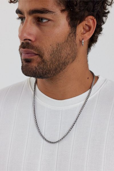MADZEYMODA New Season Ανδρικό λευκό πλεκτό πουλόβερ με λαιμόκοψη Crew Mz32007