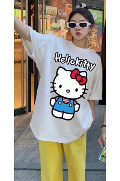 Gothicas Y2K Hello Kitty з принтом, унісекс, вуличний футболка - білий