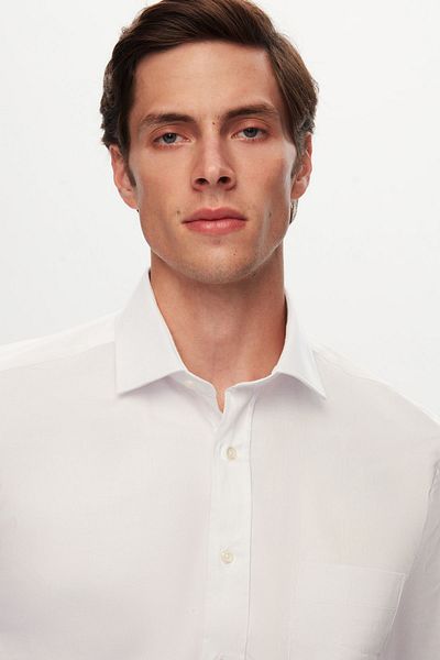 D'S Damat Λευκό μονόχρωμο πουκάμισο Ds Groom Regular Fit
