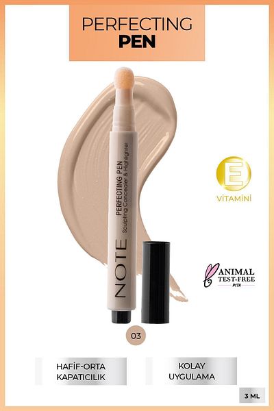 NOTE 03 Light Beige Perfecting Pen under Eye Concealer with Brightening Effect
