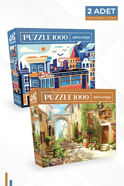 Neverland 2 Pieces 1000 Pieces Puzzle - Old Street and Istanbul Design
