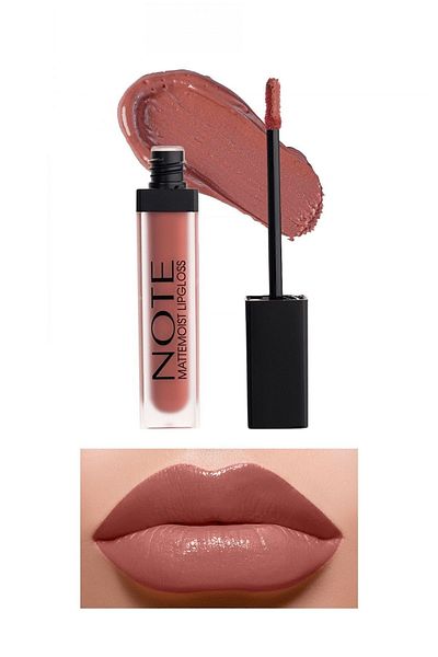 NOTE Mattemoist Lipgloss Semi Matte Satin Finished Liquid Lipstick 413 Coral Touch - Brown