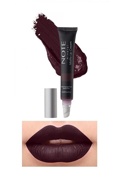 NOTE Mineral Matte Lip Cream Semi Matte Finish Liquid Lipstick 08 Queen of Night - Purple