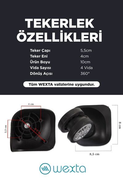 Wexta Roată Valiză Dublă 01 4 Bucăți