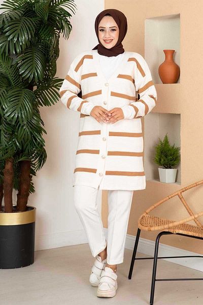 EBRUTESETTÜR Striped Button Detailed Knitwear Cardigan