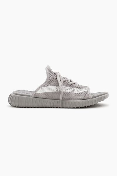 Tonny Black Special Production Unisex Gray White Knitwear Slippers - Tbtr