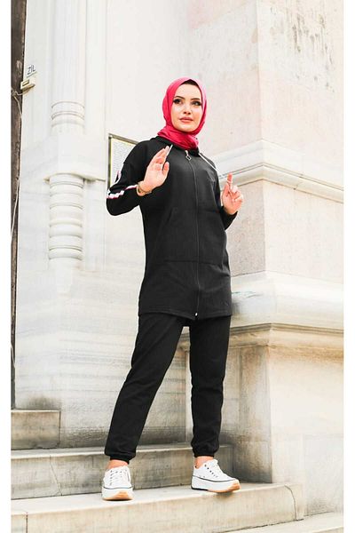 CNG MODA Plus Size Tomy Zippered Hooded Tracksuit Set