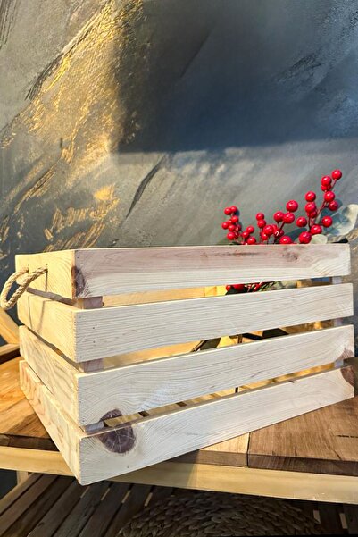 DesignWooden Dekoratif Ahşap Kasa Sandık Çok Amaçlı Kasa Kitaplık Iç Derinlik 21 Cm, En 32 Cm, Uzunluk 37 Cm