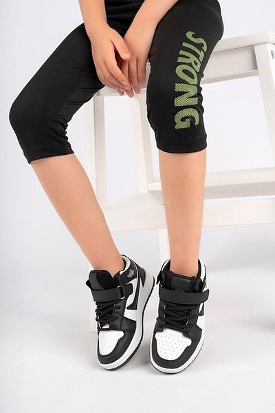 Lambırlent Sezonală cu velcro impermeabilă fete băieți unisex copii coș pantofi sport alb negru