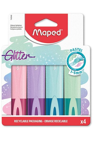Maped Highlighter Glitter Pastel Cut Point 1-5mm 4 Colors3154147420461