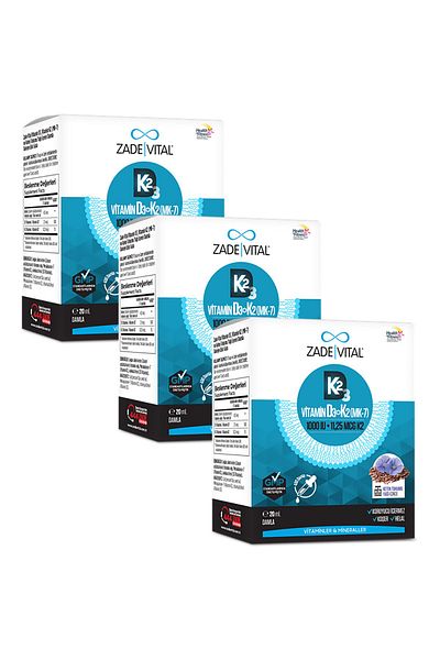Zade Vital D3 K2 (MK-7) VITAMIN AND LINEN SEED OIL DROP (20ml) x 3 pieces