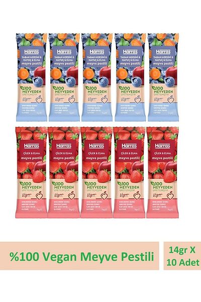Harras 14gr x 10pcs Vegan Fruit Pestle - Strawberry, Apple, Wild, Berry Carrot